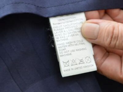 マッキントッシュゴム引きコートの洗濯表示タグ