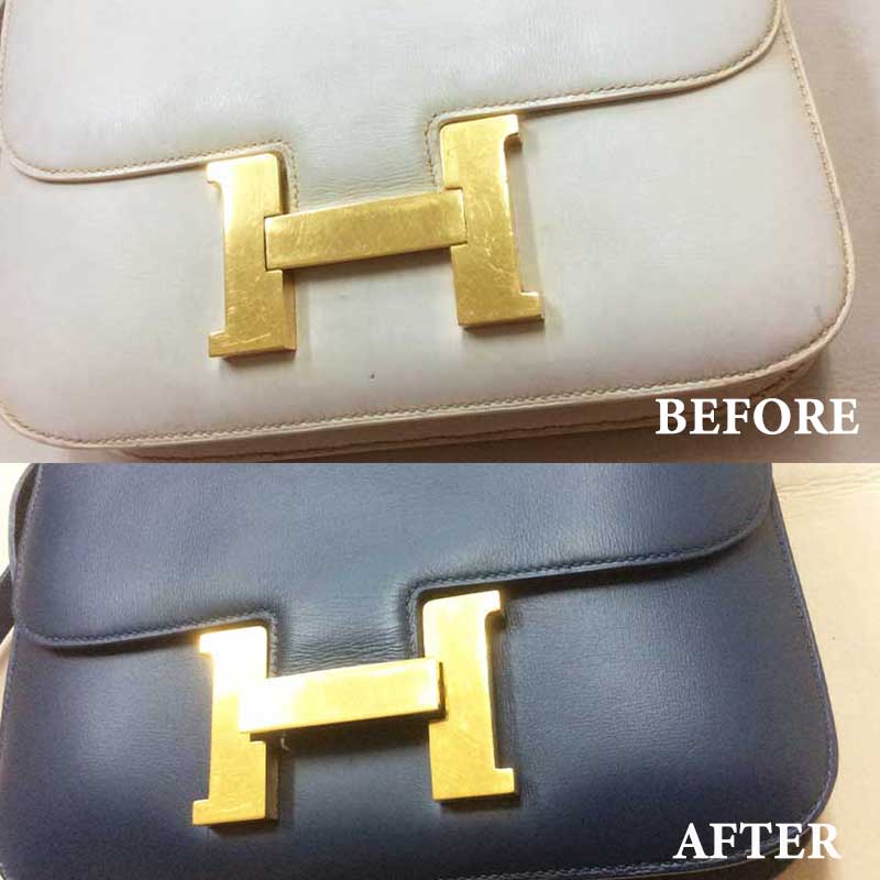 レザーバッグの色替え