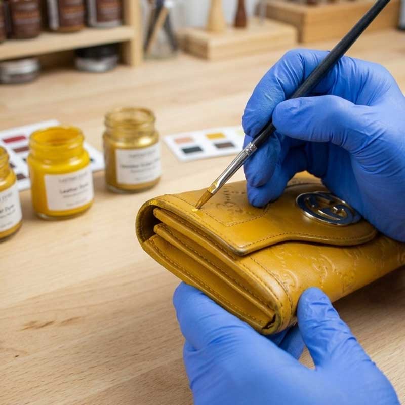グッチ財布角擦れ修復事例